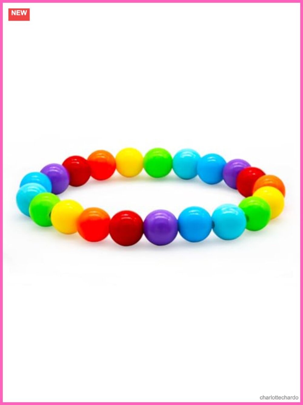 Rainbow Pride Stretch Bracelet 10mm Acrylic Beads LGBT Unisex Fashion Jewelry